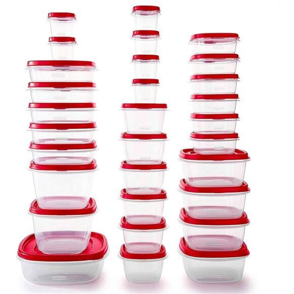 60-Piece Food Storage Containers with Lids, Microwave and Dishwasher Safe, Red - Picture 1 of 8